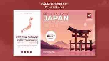 PSD gratuit explorez le modèle de bannière au japon