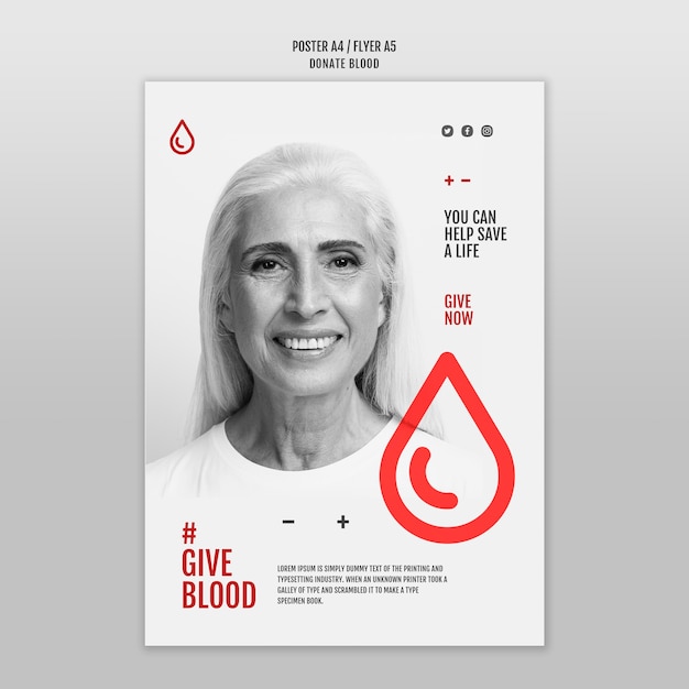 PSD gratuit faire un don de style de modèle de flyer de sang