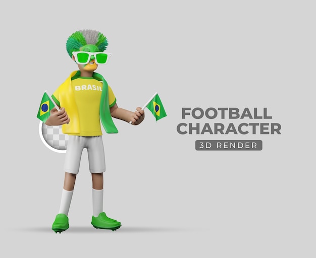 PSD gratuit fan de football illustration 3d avec drapeau