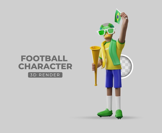 Fan De Football Illustration 3d Avec Petit Drapeau