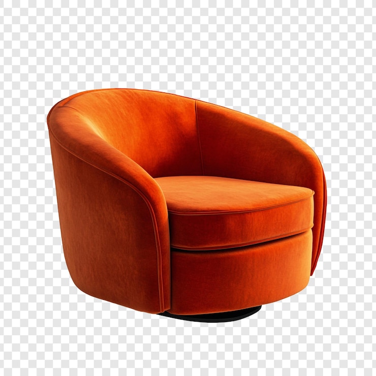 PSD gratuit un fauteuil à velours tournant moderne au confort orange