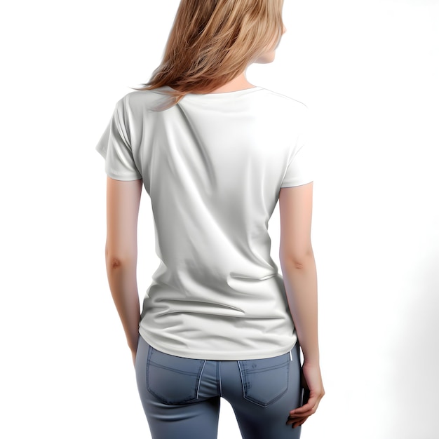 PSD gratuit femme blonde en chemise blanche sur fond blanc