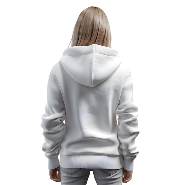 Une Femme Blonde En Sweat-shirt Blanc Sur Fond Blanc Illustration 3d