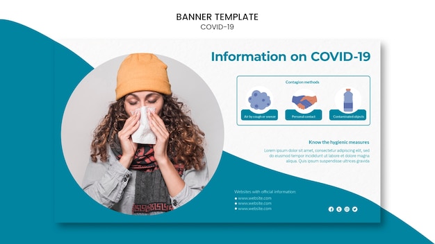 Femme avec nez qui coule Covid-19 bannière