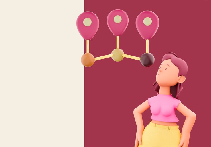 PSD gratuit femme regardant des éléments infographiques