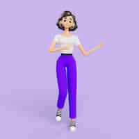 PSD gratuit femme souriante 3d faisant des mouvements de danse