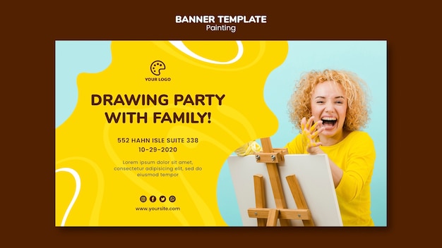 PSD gratuit fête de dessin avec modèle familial