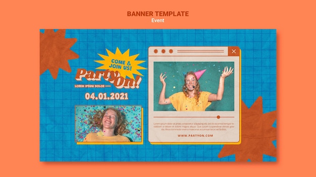 PSD gratuit fête sur le modèle de bannière avec photo