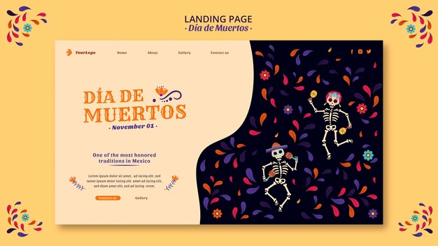 Fêtez la page de destination de la culture du Mexique mort