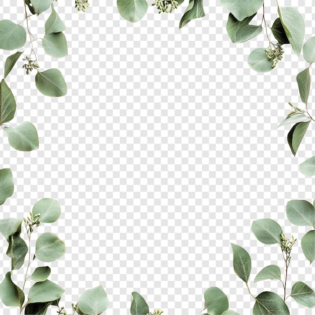 Des feuilles d'eucalyptus élégantes encadrent une bordure botanique