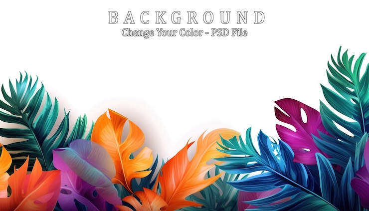 PSD gratuit feuilles tropicales colorées ai générative