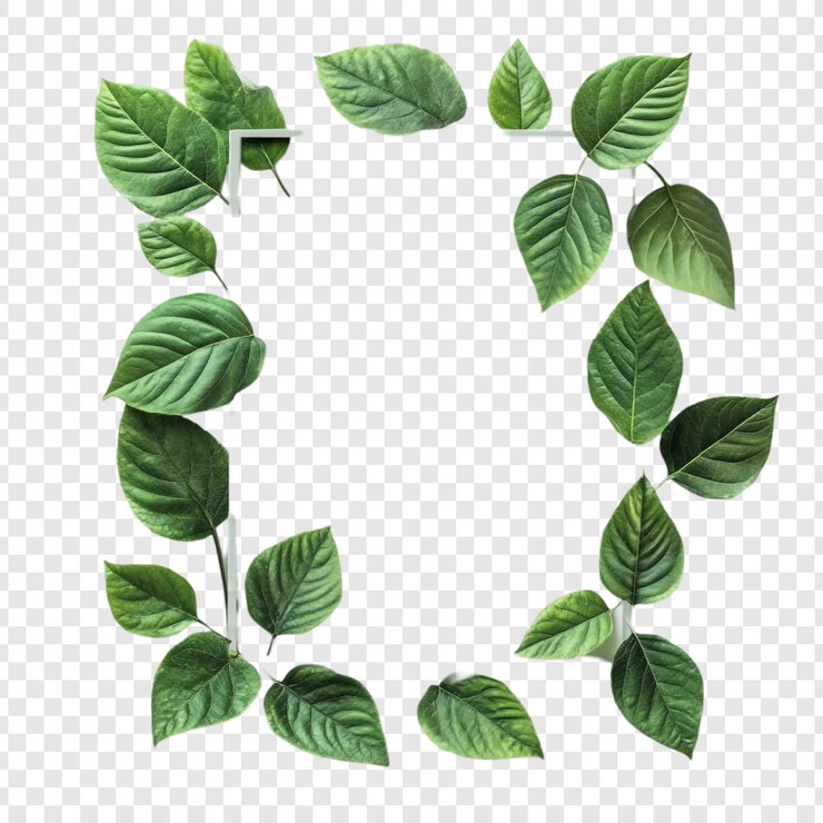 PSD gratuit des feuilles vertes, un cadre, une nature, une bordure élégante.