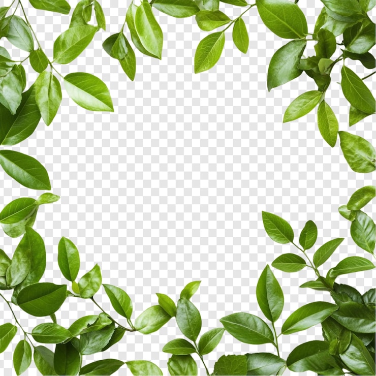 PSD gratuit des feuilles vertes vibrantes encadrent la nature la frontière du printemps