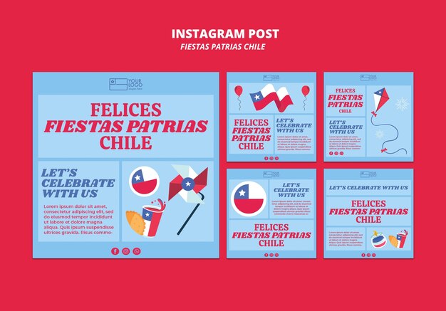 PSD gratuit fiestas patrias chili messages instagram