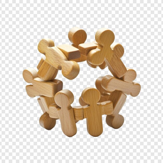 Figures en bois formant un cercle travail d'équipe unité collaboration