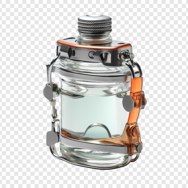 PSD gratuit flasque avec une bouteille à injections pliable isolée sur fond transparent