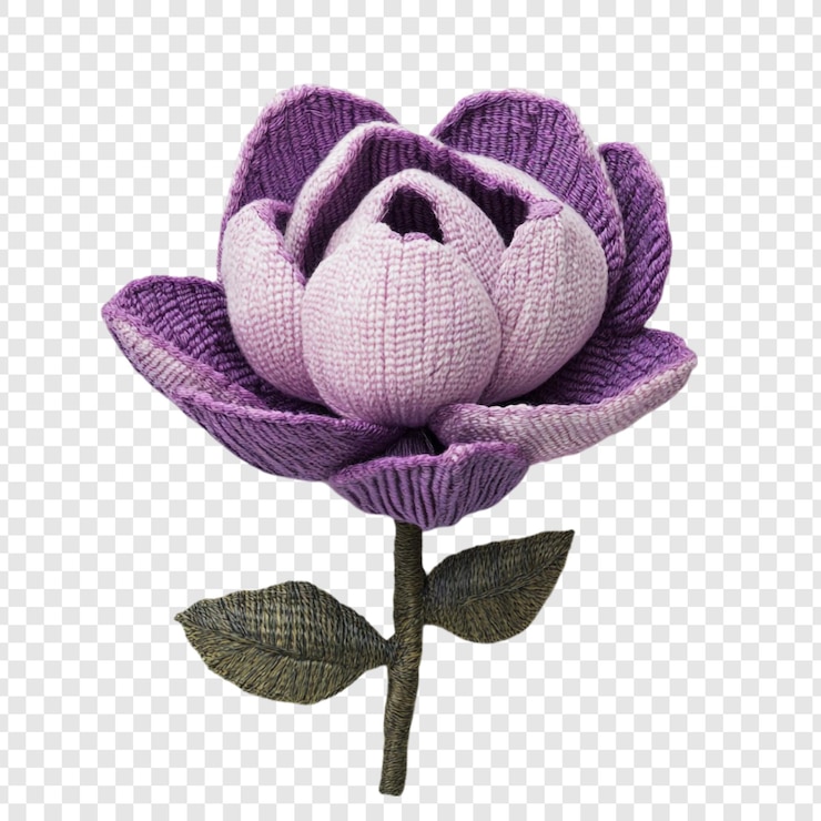 PSD gratuit une fleur à tricoter violette une fleur délicate faite à la main