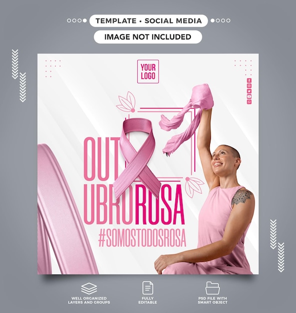 PSD gratuit flux des médias sociaux campagne rose d'octobre contre le cancer