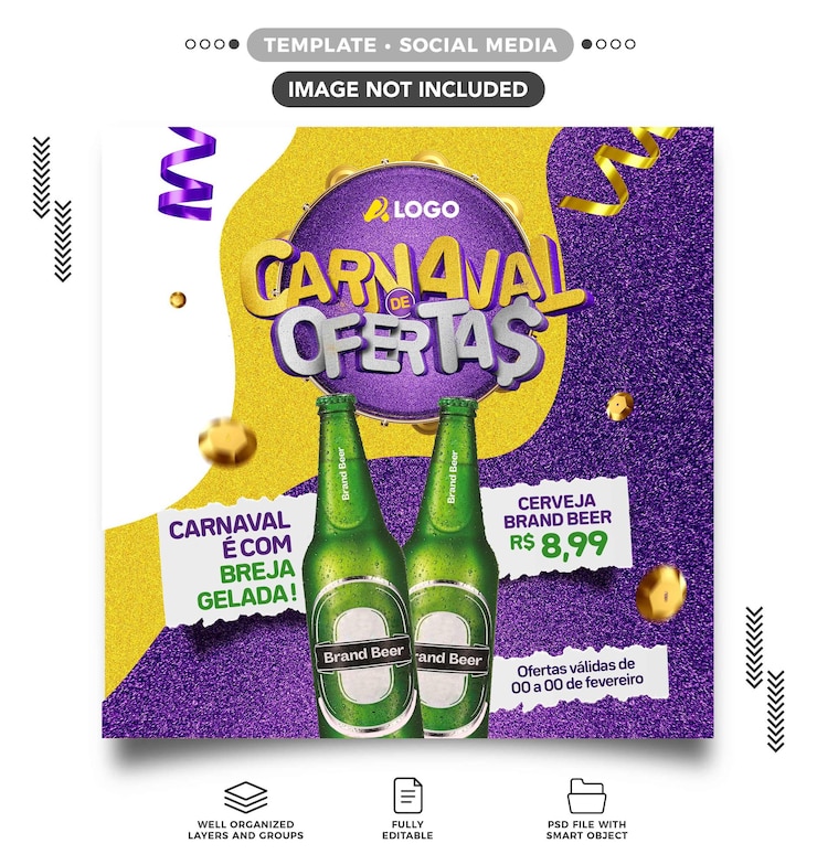 PSD gratuit flux de médias sociaux offres ventes de boissons alcoolisées carnival