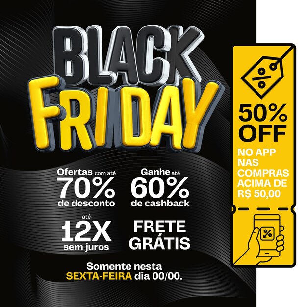 Flux de modèles de médias sociaux Black Friday avec cashback