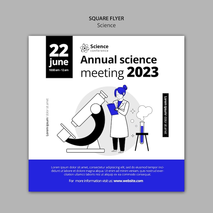 PSD gratuit flyer carré de concept scientifique dessiné à la main