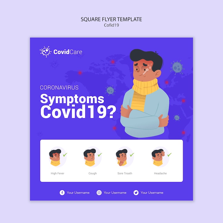 PSD gratuit flyer carré sur covid19