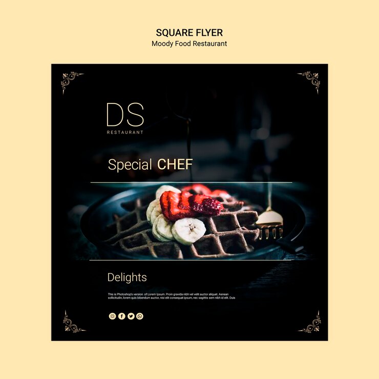 PSD gratuit flyer carré du restaurant moody food