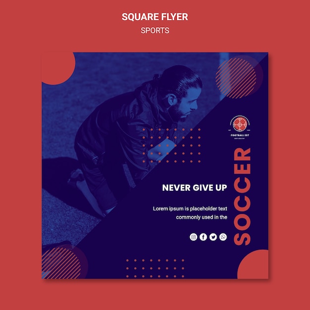 Flyer carré de joueur de football