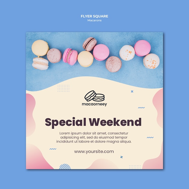 Flyer carré avec macarons