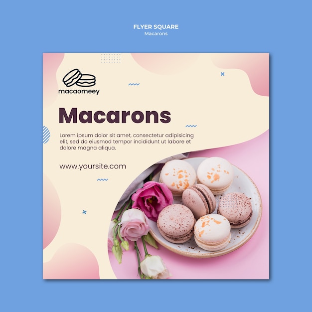 PSD gratuit flyer carré avec macarons