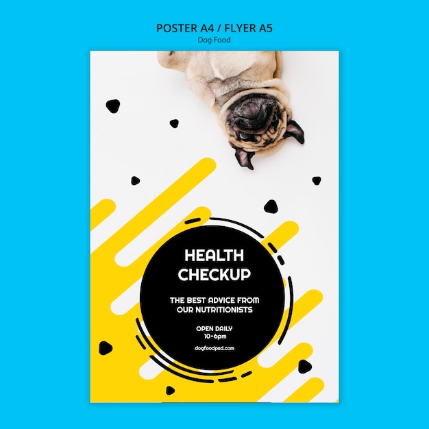 PSD gratuit flyer carré de nourriture pour chien coloré