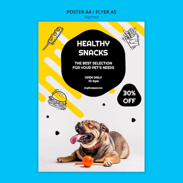 PSD gratuit flyer carré de nourriture pour chien coloré