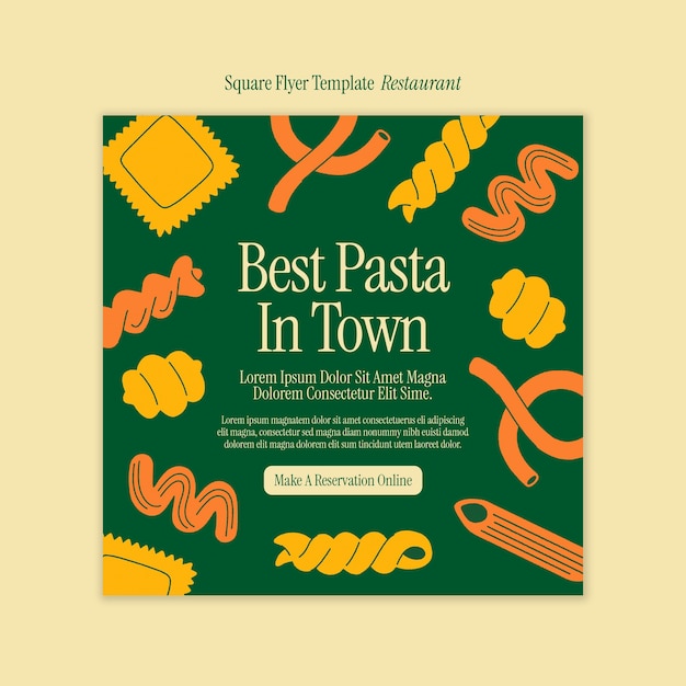 PSD gratuit flyer carré de restaurant italien design plat