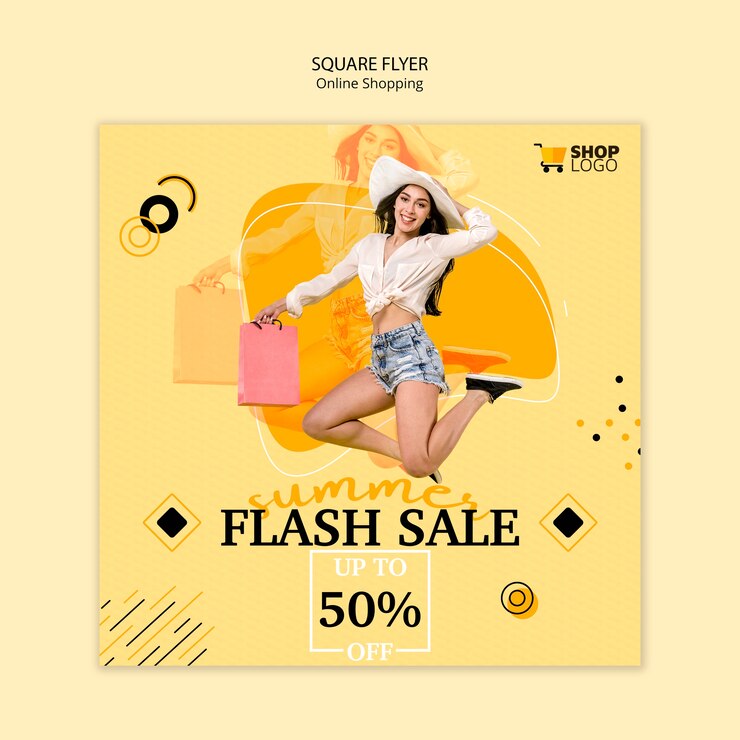 PSD gratuit flyer carré shopping en ligne