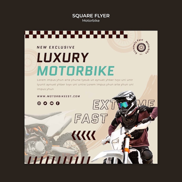 PSD gratuit flyer carré de sport extrême de moto