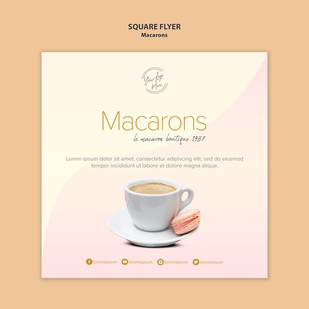 PSD gratuit flyer carré de vente de macarons