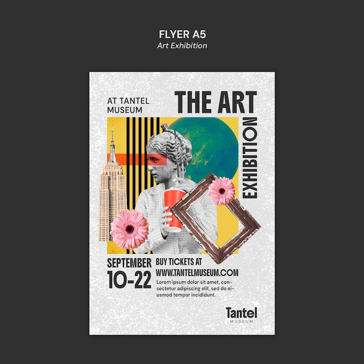 PSD gratuit flyer d'exposition d'art pour le musée tantel