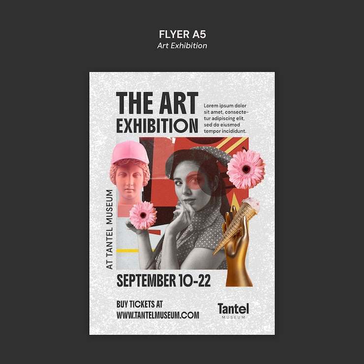 PSD gratuit flyer d'exposition d'art pour le musée tantel