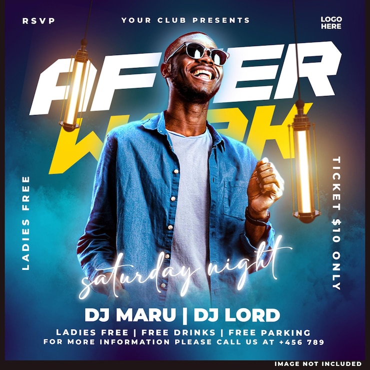 PSD gratuit un flyer de la fête du dj du club posté sur les réseaux sociaux