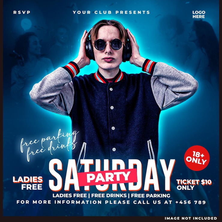 PSD gratuit un flyer de la fête du dj du club posté sur les réseaux sociaux