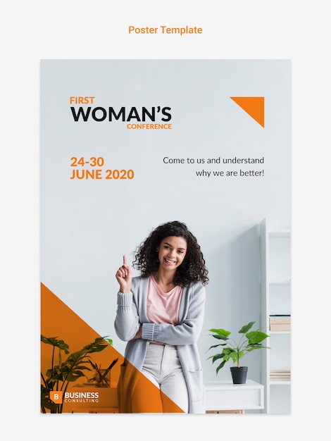 Flyer en ligne avec le concept de femme d'affaires