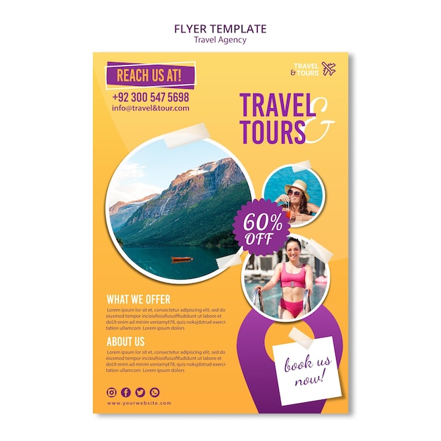 PSD gratuit flyer de modèle d'annonce d'agence de voyage