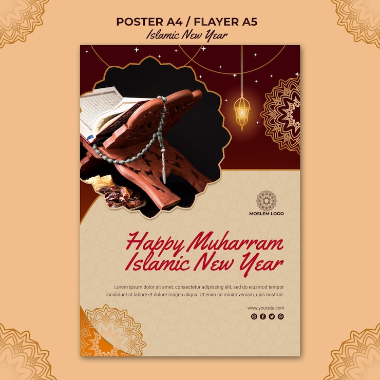 PSD gratuit flyer de modèle de nouvel an islamique