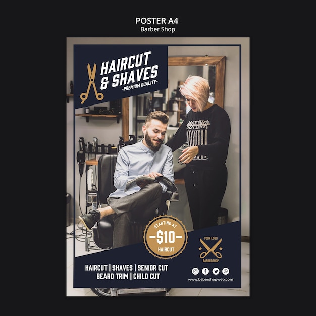 PSD gratuit flyer de modèle de salon de coiffure