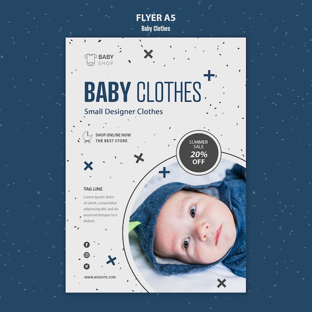 PSD gratuit flyer de modèle de vêtements de bébé