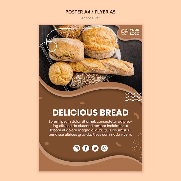 PSD gratuit flyer pour les affaires de cuisson du pain