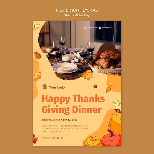 PSD gratuit flyer pour la célébration de thanksgiving