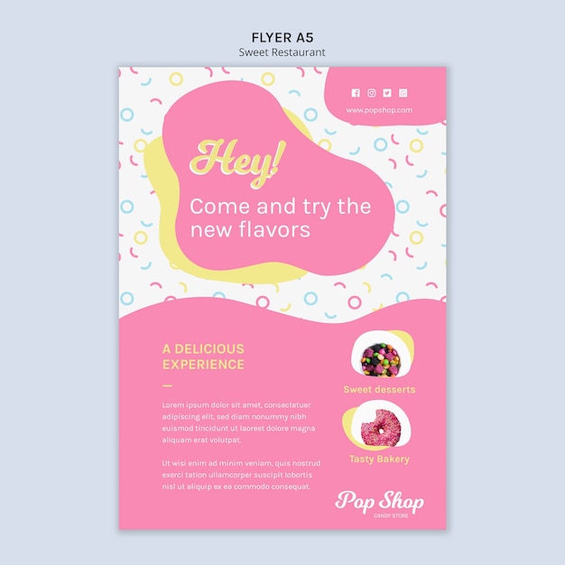 Flyer pour la conception de la boutique de bonbons pop