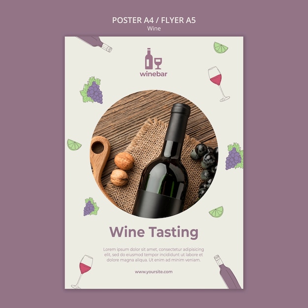 PSD gratuit flyer pour la dégustation de vins