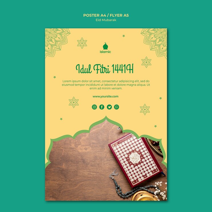 PSD gratuit flyer pour eid mubarak